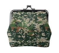 Green Army Digital Camouflage Print Coin Purse for Women Cute PU Leather Kiss-lock Change Purse Wallet, Black, One Size, Pattern, Noir , Taille unique, Motif :