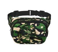 Green Army Digital Camouflage Print Square Double Layer Bag Waist Bag Trendy Pack Travel Bag with Adjustable Bel, noir, One Size
