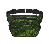 Green Army Sac banane double couche Motif camouflage numérique Unisexe, noir, One Size