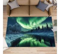 Green Aurora Tapis et décoration d'intérieur, aurore boréale pour chambre à coucher, paysage naturel, tapis lavable, antidérapant, cadeau de pendaison de crémaillère et tapis de sol d'intérieur - 1,5