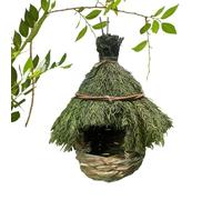 Green Backyard Birdhouse, Cozy Resting Breeding Place, Hand Woven Bird House, Finch Bird Nest, Wooden Hanging Bird Hotel, Easy to Use, Portable for Birds Resting Place