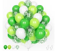 Green Balloon, 60 Piece 12 Inch Matt Bright Green White Confetti Latex Helium Balloon For Decoration Birthday Party Shower Wedding Baby Shower Engagement Party Decor