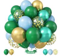 Green Balloons 12 Inch Metallic Balloons Dark Green Blue Gold Confetti Balloons Decorations Birthday Party Boy Man Jungle Safari Dinosaur Baby Shower