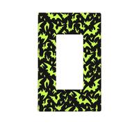 Green Bats Plaque murale d'Halloween noire cool 1 gang Taille standard 11,2 x 6,9 cm Couvercle décoratif pour interrupteur de prise de courant en polycarbonate thermoplastique
