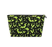Green Bats Trousse de maquillage noire cool pour Halloween, trousse de toilette de voyage, trousse de maquillage pour femme, trousse de maquillage en cuir, jolie pochette de maquillage, Argenté, One