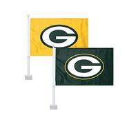 Green Bay Packers NFL Lot de 2 drapeaux de voiture solides