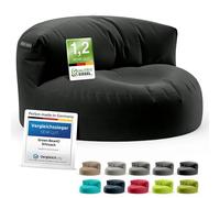 Green Bean© Canapé-Sac avec matériau de Remplissage | Lounge en Design de Pouf 90 x 50 cm avec Dossier Ergonomique & Housse Lavable | Convient pour l'intérieur et l'extérieur en Noir