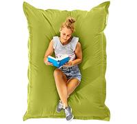 Green Bean© Indoor Pouf 120x160cm 270L Enfants & Adultes Bean Bag Remplissage de Perles EPS Pouf Géant Grand Lavable Résistant aux Intempéries Lounge Chair Coussin de Siège Repos Sol Vert