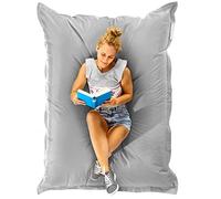 Green Bean© Indoor Pouf XXL 140x180cm 380L Enfants&Adultes Bean Bag Remplissage de Perles EPS Pouf Géant Grand Lavable Résistant aux Intempéries Lounge Chair Coussin Siège Repos Sol Gris Pierre