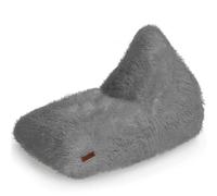 Green Bean© Pouf Aspect Fourrure Indoor 150x100x100cm avec 220 litres de Remplissage de Perles EPS - Doux et Moelleux Lavable - Intérieur Tissu Coussin de Sol Coussin d'assise Gris