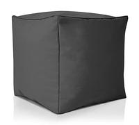 Green Bean© Pouf d'Extérieur-Tabouret 40x40x40cm avec Remplissage de Perles EPS - Extension & Add-on pour Poufs Coussin Pieds Sol Siège Enfants & Adultes Repose-Pieds Anthracite