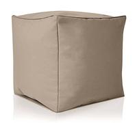 Green Bean© Pouf d'Extérieur-Tabouret 40x40x40cm avec Remplissage de Perles EPS - Extension & Add-on pour Poufs Coussin Pieds Sol Siège Enfants & Adultes Repose-Pieds Taupe