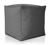 Green Bean© Pouf d'Extérieur-Tabouret 40x40x40cm avec Remplissage de Perles EPS - Extension & Add-on pour Poufs Coussin Pieds Sol Siège Enfants & Adultes Repose-Pieds Gris