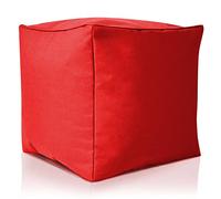Green Bean© Pouf d'Extérieur-Tabouret 40x40x40cm avec Remplissage de Perles EPS - Extension & Add-on pour Poufs Coussin Pieds Sol Siège Enfants & Adultes Repose-Pieds Rouge