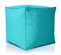Green Bean© Pouf d'Extérieur-Tabouret 40x40x40cm avec Remplissage de Perles EPS - Extension & Add-on pour Poufs Coussin Pieds Sol Siège Enfants & Adultes Repose-Pieds Turquoise