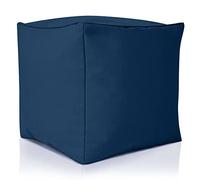 Green Bean© Pouf d'Extérieur-Tabouret 40x40x40cm avec Remplissage de Perles EPS - Extension & Add-on pour Poufs Coussin Pieds Sol Siège Enfants & Adultes Repose-Pieds Bleu Foncé