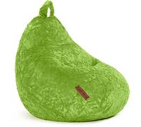 Green Bean Pouf en peluche 45 x 45 x 60 cm - Coussin d'assise d'intérieur avec rembourrage en perles EPS de 120 l - Lavable - Coussin de sol, lounge - Vert