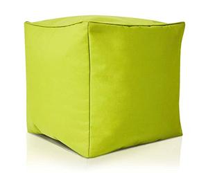 Green Bean© Pouf-Tabouret 40x40x40cm avec Remplissage de Perles EPS - Coussin pour Pieds Pouf Chaise - Coussin Sol pour Enfants & Adultes - Repose-Pieds Coussin Siège Tabouret Vert Clair