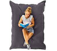 Green Bean© Pouf XXL 140x180cm 380L Enfants&Adultes Bean Bag Remplissage de Perles EPS Pouf Géant Grand Extérieur Outdoor Coussin Repos Siège Sol Lavable Résistant aux Intempéries Lounge Gris