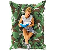 Green Bean© Pouf XXL 140x180cm 380L Enfants&Adultes Bean Bag Remplissage de Perles EPS Pouf Géant Grand Extérieur Outdoor Coussin Repos Siège Sol Lavable Résistant aux Intempéries Camouflage Vert