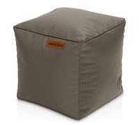 Green Bean Sitzhocker aus Kunstleder - Pouf mit EPS Perlen Füllung - 40 x 40 cm - perfekte Ergänzung zum Sitzsack - Sitzwürfel Sitzkissen Hocker Fußhocker - Hellbraun-Grau