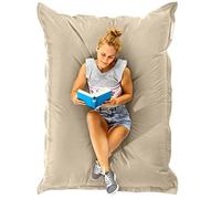 Green Bean© Square XXL Housse de Pouf Géant 140x180 cm - PVC - Intérieur & Extérieur - Bean Bag - Sans Remplissage - Lounge Chair - Lavable - Beige