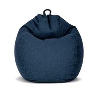 Green Bean© Square XXL Indoor Housse en Lin 80x90 cm - sans Remplissage - Housse de Pouf - Doux, Moelleux, Robuste - Lavable, avec Sac Interne Supplémentaire pour Transfert - Bleu Foncé
