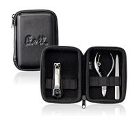 GREEN BELL Set de manucure, coupe-ongles avec réservoir collecteur et lime intégrée, pince à ongles, lime à ongles, acier inoxydable, étui en simili cuir, 3 pièces, TAKUMI NO WAZA (G-3127)