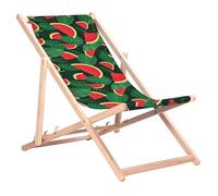 Green Blue Chaise Longue Pliante GB183 en hêtre - Chaise Longue de Jardin et de Plage avec Dossier réglable sur 3 Positions et Impression par Sublimation (Pastèque)