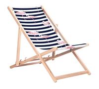 Green Blue Chaise Longue Pliante GB183 en hêtre - Chaise Longue de Jardin et de Plage avec Dossier réglable sur 3 Positions et Impression par Sublimation (Le Flamant Rose)