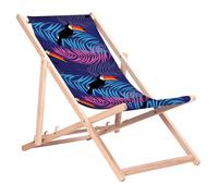 Green Blue Chaise Longue Pliante GB183 en hêtre - Chaise Longue de Jardin et de Plage avec Dossier réglable sur 3 Positions et Impression par Sublimation (Toucan)