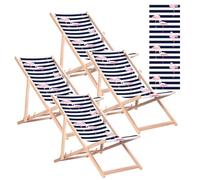 Green Blue Chaises Longues en hêtre (4, Flamant Rose)