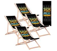 Green Blue Chaises Longues en hêtre (4, Summer Vibes)