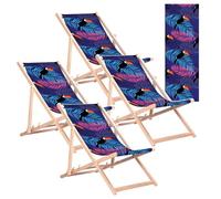 Green Blue Chaises Longues en hêtre (4, Toucan)