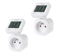 Green Blue Compteur de courant, compteur d'électricité, wattmètre numérique, compteur d'énergie, | Max : 3680 W, affiche les kWh consommés et les coûts (2 x GB615 E)