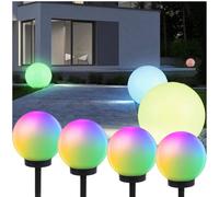 Green Blue GB167 Lot de 4 lampes solaires d'extérieur - Boule lumineuse LED - Éclairage de jardin - Différentes couleurs de lumière - 30 cm