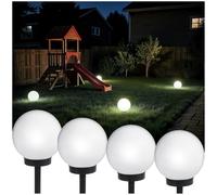 Green Blue GB168 Lot de 4 lampes solaires d'extérieur - Boule lumineuse LED - Éclairage de jardin - Blanc - 30 cm