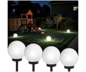 Green Blue GB168 Lot de 4 lampes solaires d'extérieur - Boule lumineuse LED - Éclairage de jardin - Blanc - 30 cm