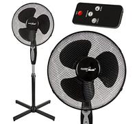 Green Blue GB580 Ventilateur sur pied avec télécommande 40 W 3 niveaux de vitesse 40 cm Faible niveau sonore Oscillation Ventilateur de sol avec minuterie 7,5 h Noir