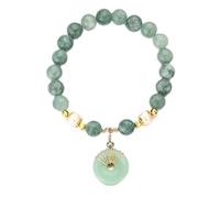 Green/Blue Jadeite Natural Freshwater Pearl Jade Gold Color Strand Bracelets Foratural Freshwater Pearl Jade Gold Color Strand Bracelets for Women Men Lucky Jewelry