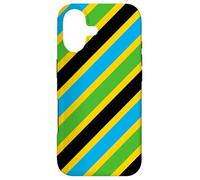 Green Blue Yellow Black Diagonal Tanzania Pattern Coque pour iPhone 17