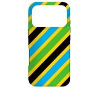 Green Blue Yellow Black Diagonal Tanzania Pattern Coque pour iPhone 17 Pro
