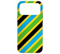 Green Blue Yellow Black Diagonal Tanzania Pattern Coque pour iPhone 17 Pro Max