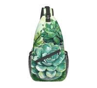 Green Botanical Succulent Sac Poitrine Sling Vert botanique, idéal pour Gym, Cyclisme, Balade.