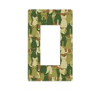 Green Cat - Plaque murale camouflage 1 gang sans vis, taille standard 11,7 x 7,1 cm, couvercle décoratif pour interrupteur d'éclairage, cache-prise en polycarbonate thermoplastique