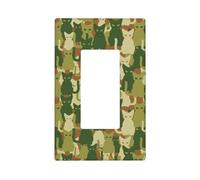 Green Cat Plaque murale camouflage 1 gang Taille standard 11,2 x 6,9 cm Plaque décorative pour interrupteur d'éclairage Couvercle de prise de courant en polycarbonate thermoplastique