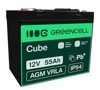 Green Cell AGM 12V 55Ah VRLA Batterie au Plomb pour Bateaux et Yachts | pour Onduleurs, Systèmes Photovoltaïques, Panneaux Solaires, Alarmes Incendie, Télécommunications et Camping-cars