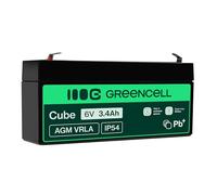 Green Cell AGM 6V 3.4Ah VRLA Batterie au Plomb pour Jouets et Tondeuses | pour Caisses et Balances, Systèmes d’Alarme et de Sécurité Incendie, Caméras de Surveillance et Systèmes de Télécommunication