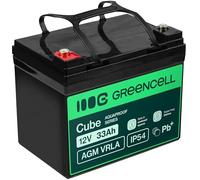 Green Cell AGM VRLA Batterie au Plomb 12 V 33 Ah avec Batterie Non tissée IP54 au Plomb, résistante aux Cycles, sans Entretien, Caravane, photovoltaïque, Fauteuil Roulant, Caravane (12 V 33 AH)