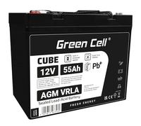 Green Cell Batterie 12 V 55 Ah AGM Gel Rechargeable IP54 Batterie de Voiture Étanche et sans Entretien pour photovoltaïque, Caravane, Fauteuil à Roues, Bateau, carts de Golf (12 V 55 Ah)